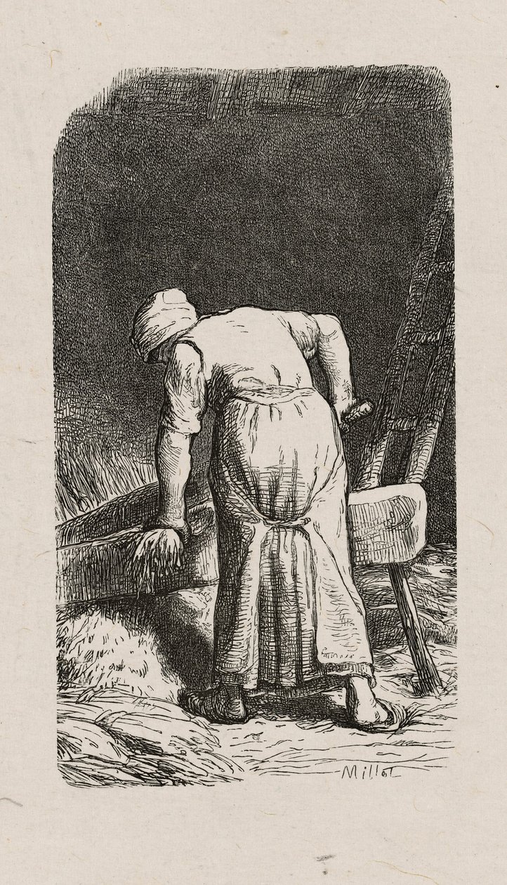 Kvinna som krossar lin av Jacques Adrien Lavieille