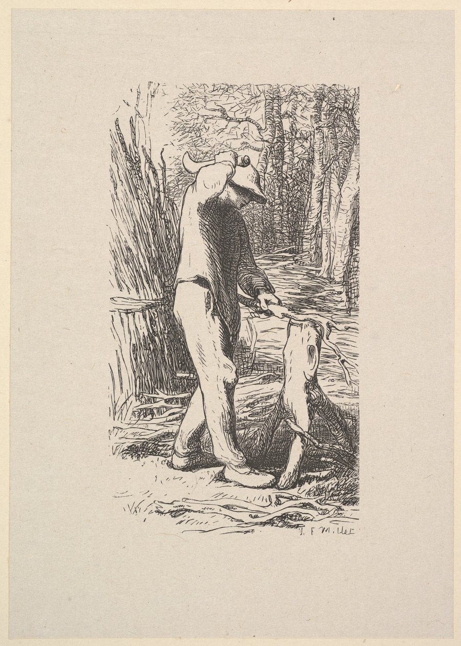 Vedhuggare gör en tjuv, 1853. av Jacques Adrien Lavieille