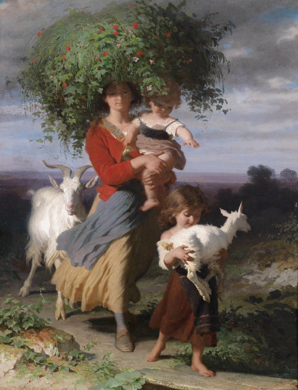 Mamma med barn på väg hem av Jacques Alfred van Muyden