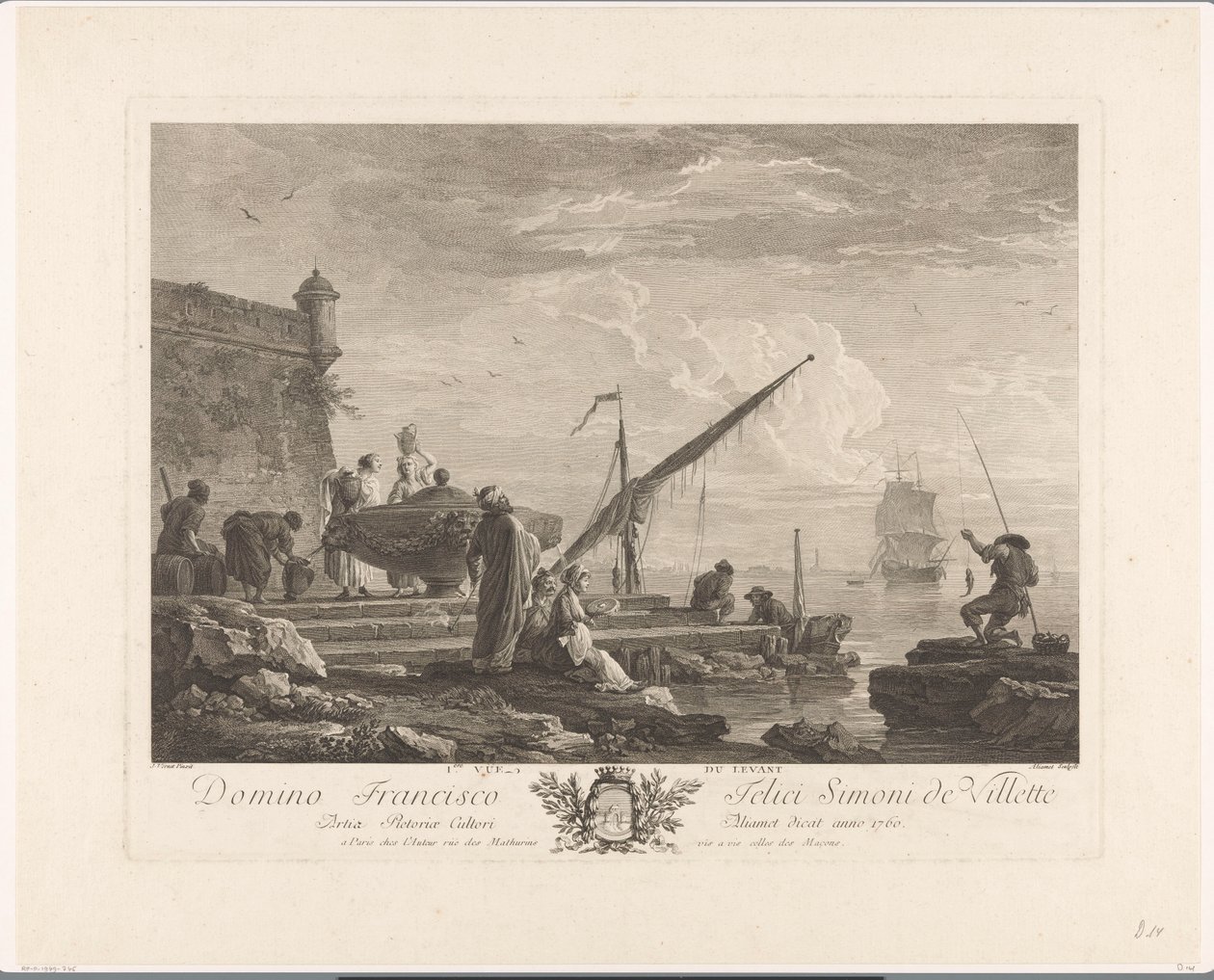 Figurer på en flodstrand i Levanten 1ere vue du Levant (titel på objekt) av Jacques Aliamet