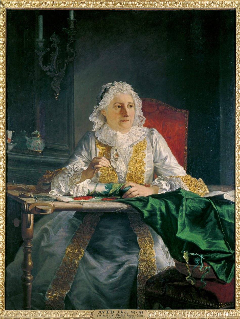 Porträtt av Mme Antoine Crozat ... (målning på duk) av Jacques Andre Joseph Camelot Aved