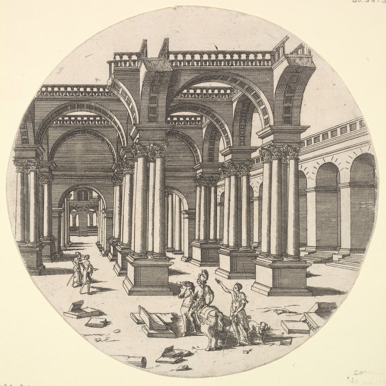 Perspektivvy, Isis tempel, 1551. av Jacques Androuet Du Cerceau