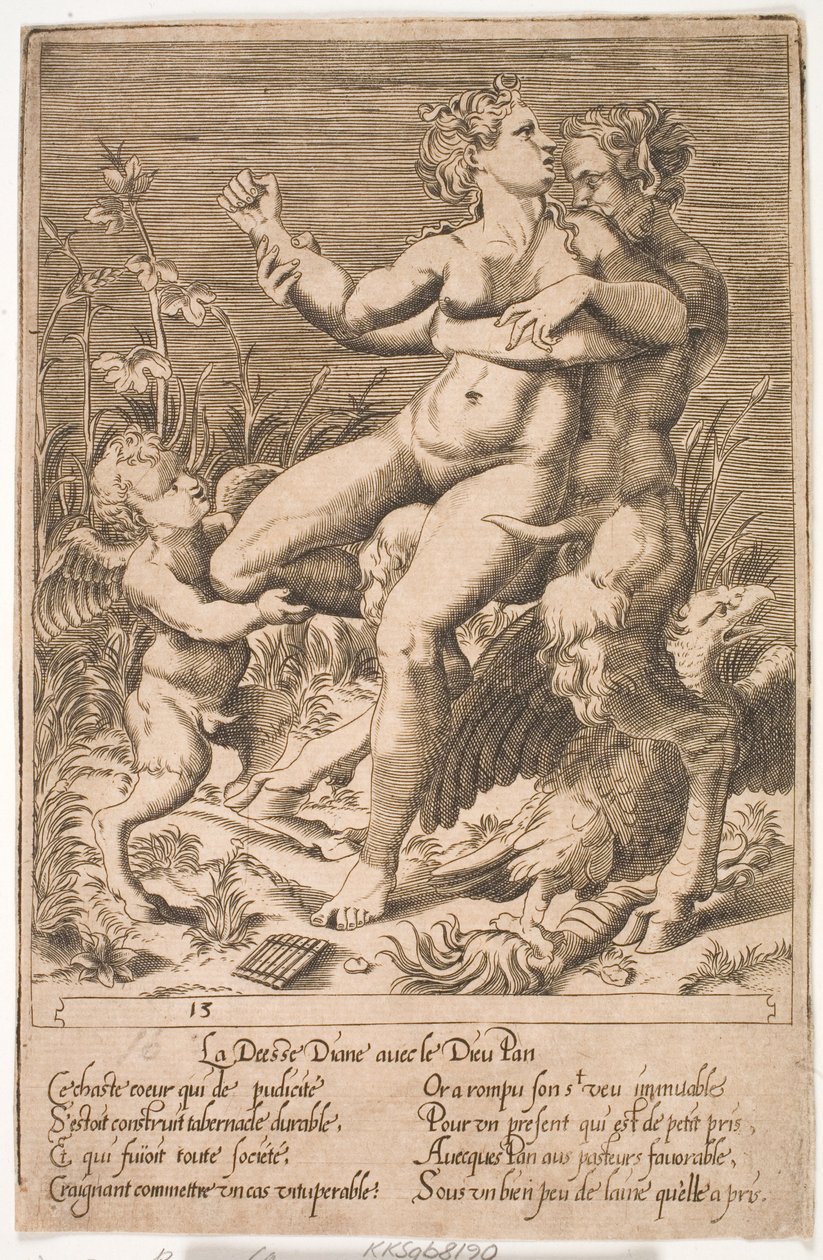Diana och Pan av Jacques Androuet Ducerceau d.Æ.