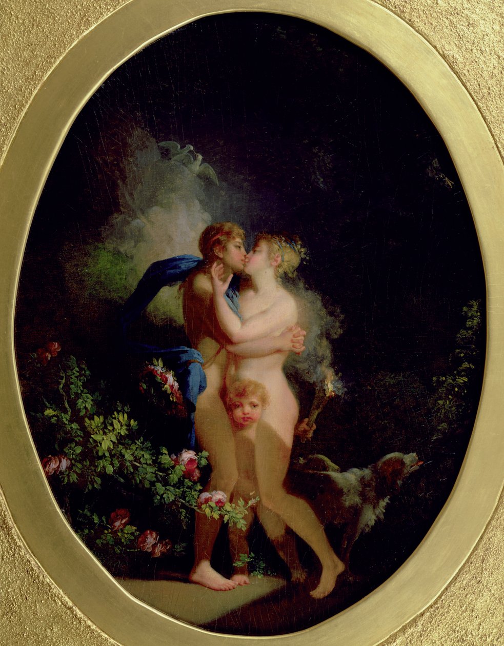 Venus och Adonis (olja) av Jacques Antoine (circle of) Vallin