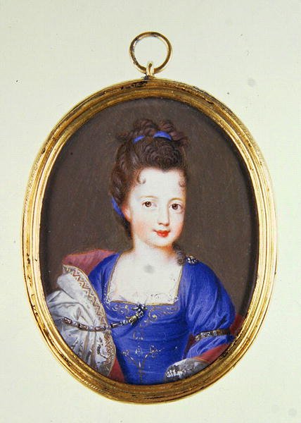 Miniatyr av prinsessan Louise Stuart, ca 1700 av Jacques Antoine Artaud