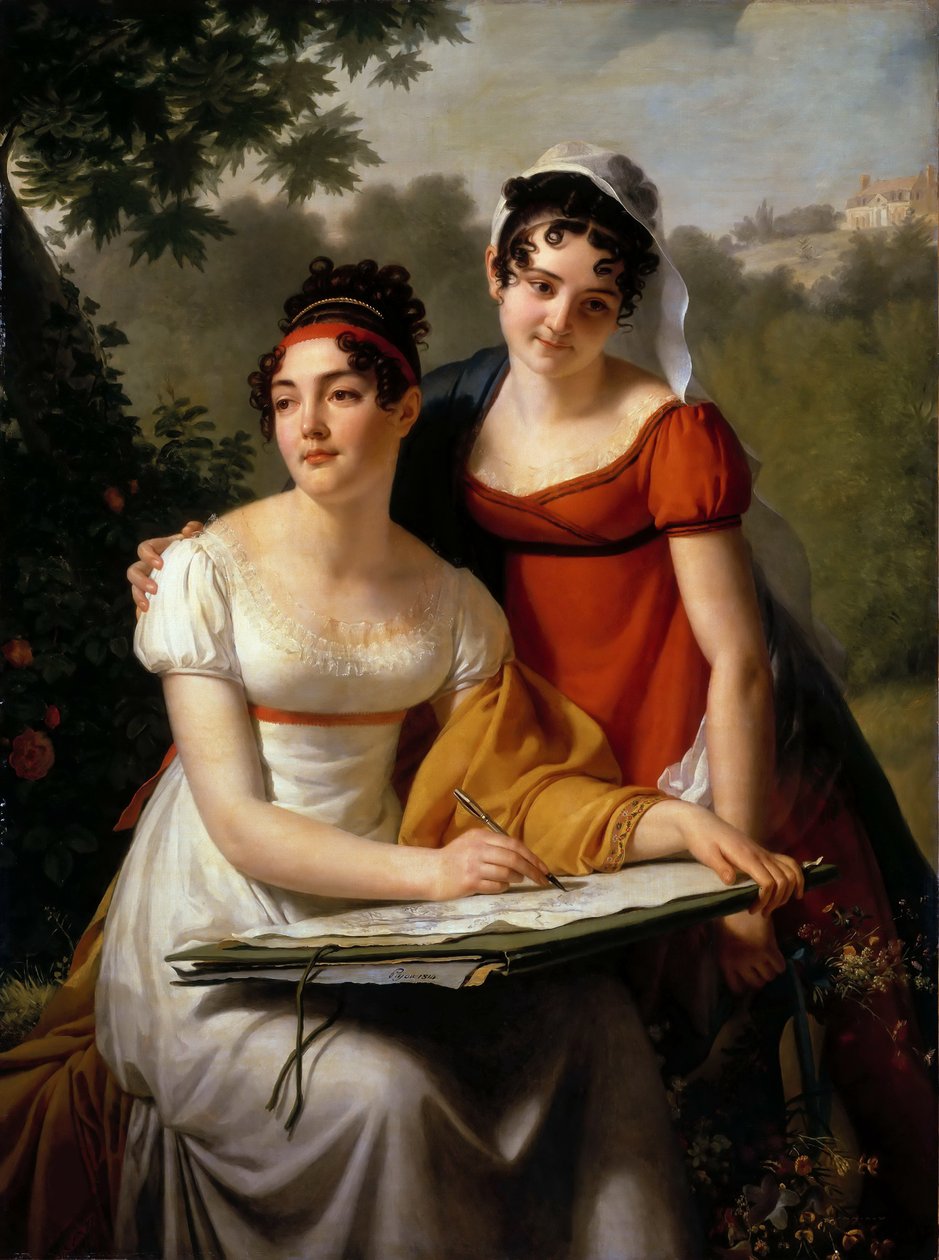 Porträtt av Mesdemoiselles Duval, första kvartalet av 1800-talet. av Jacques Augustin Catherine Pajou