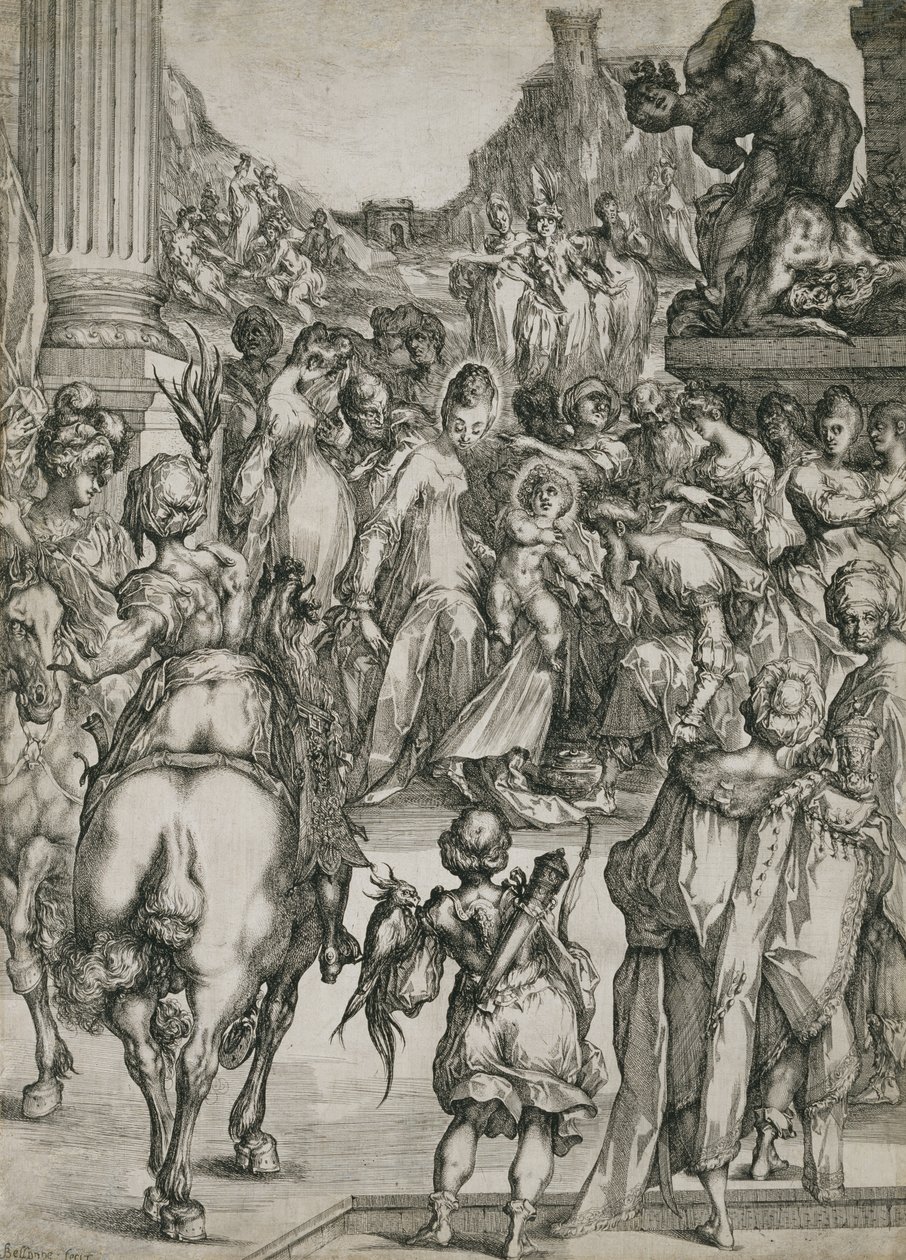 The Adoration of the Magi, c.1614-17 (etsning med gravyr) av Jacques Bellange