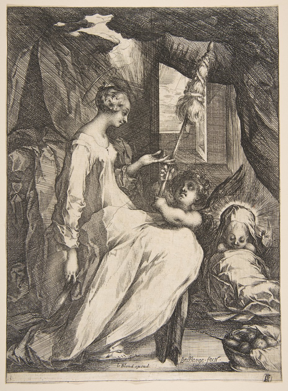 Jungfru och barn med en ängel, 1612-16. av Jacques Bellange