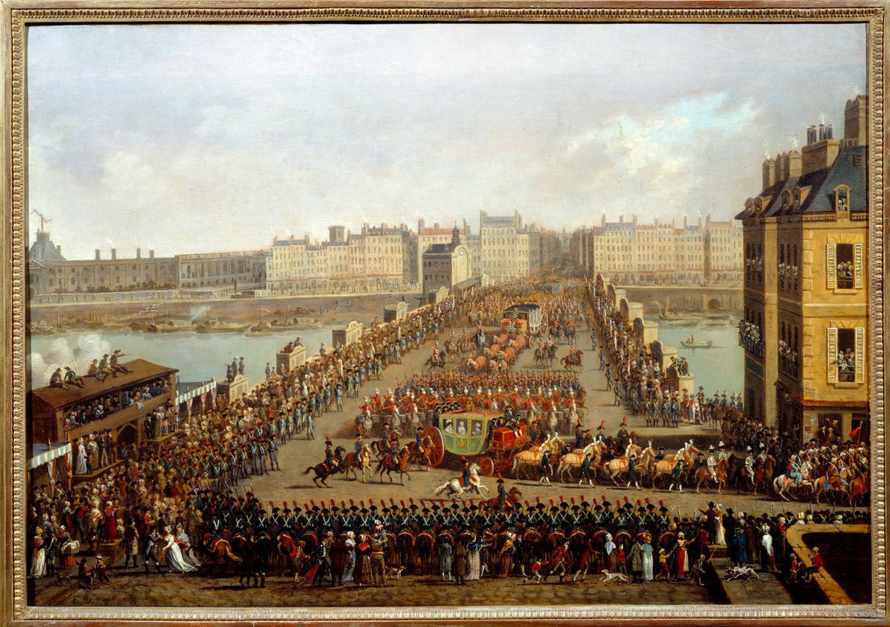 Korsade den nya bron av den kejserliga kortegen för ceremonin av Napoleon I:s heliga den 2 december av Jacques Bertaux