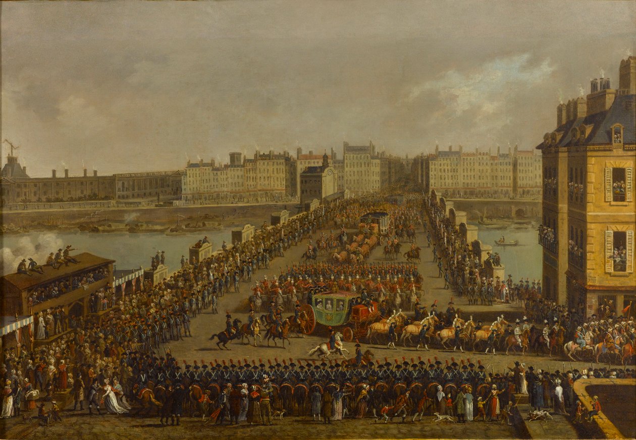Den kejserliga processionen på väg till kröningsceremonin den 2 december 1804, 1805. av Jacques Bertaux