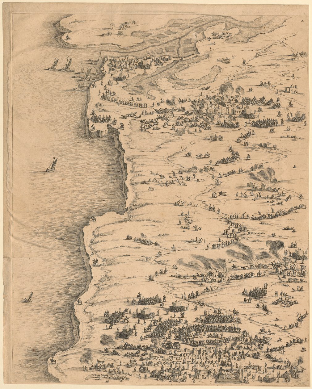 1. Tavla uppe till vänster ur ”Belägringen av La Rochelle” av Jacques Callot