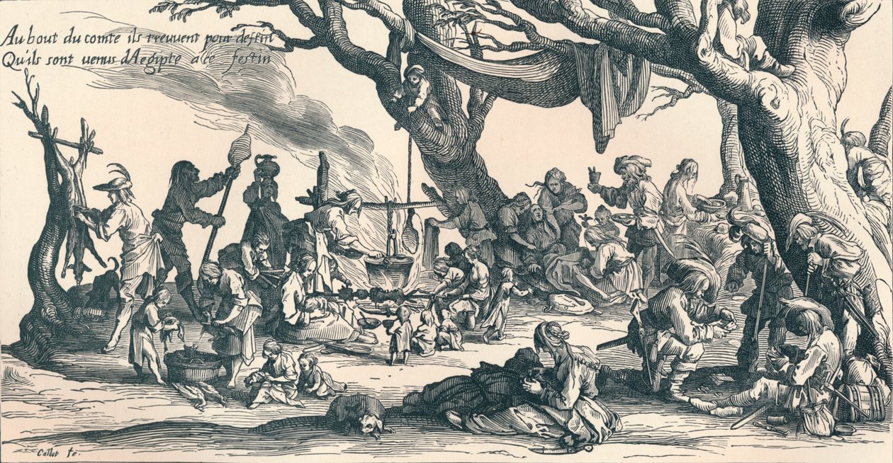 "Ett läger för de första zigenarna i Centraleuropa", c1604, 1907 av Jacques Callot