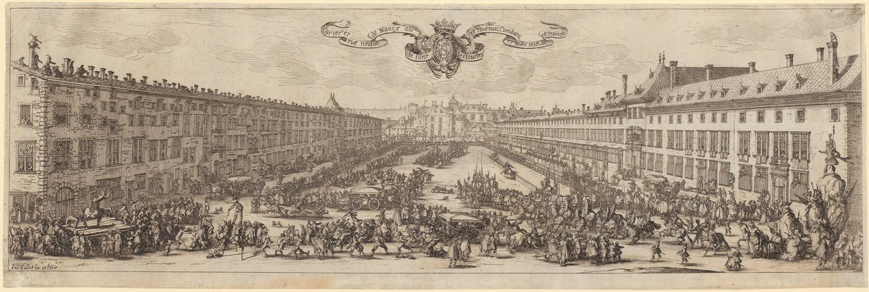 Utsikt över Rue Neuve i Nancy av Jacques Callot