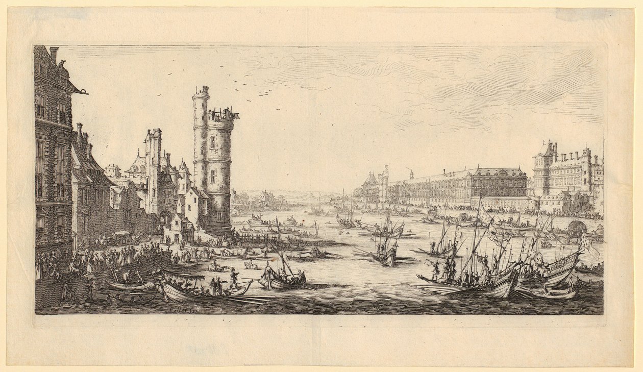 Vy över Louvren, blad 1 i serien ”De två stora vyerna över Paris” av Jacques Callot