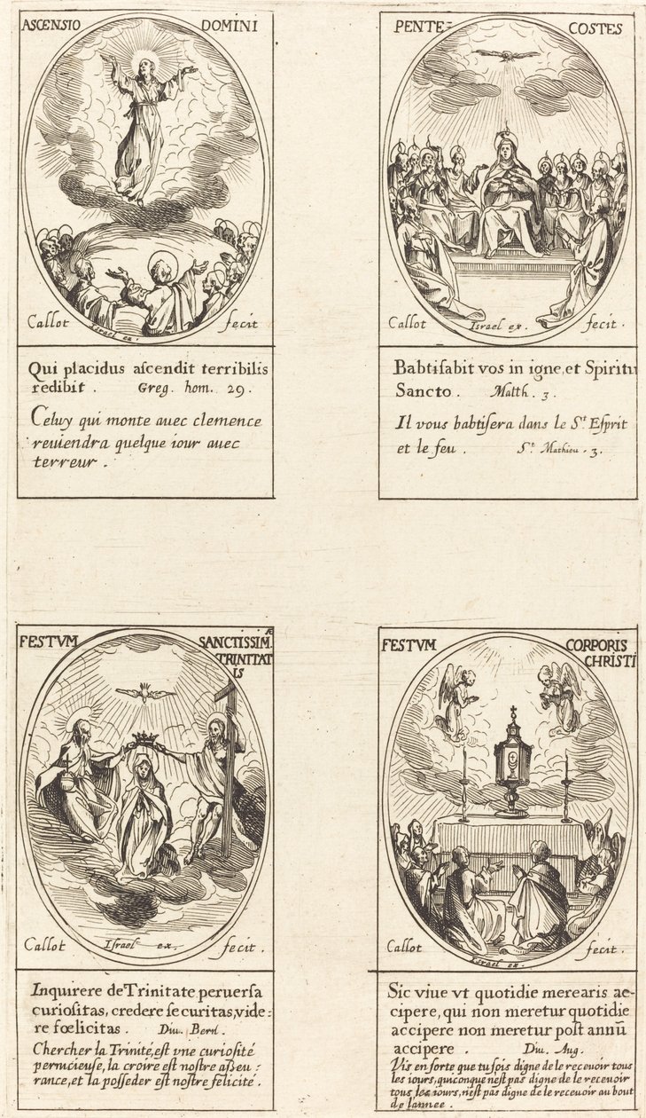 Uppstigning; Pingst; Treenighet; Corpus Christi av Jacques Callot