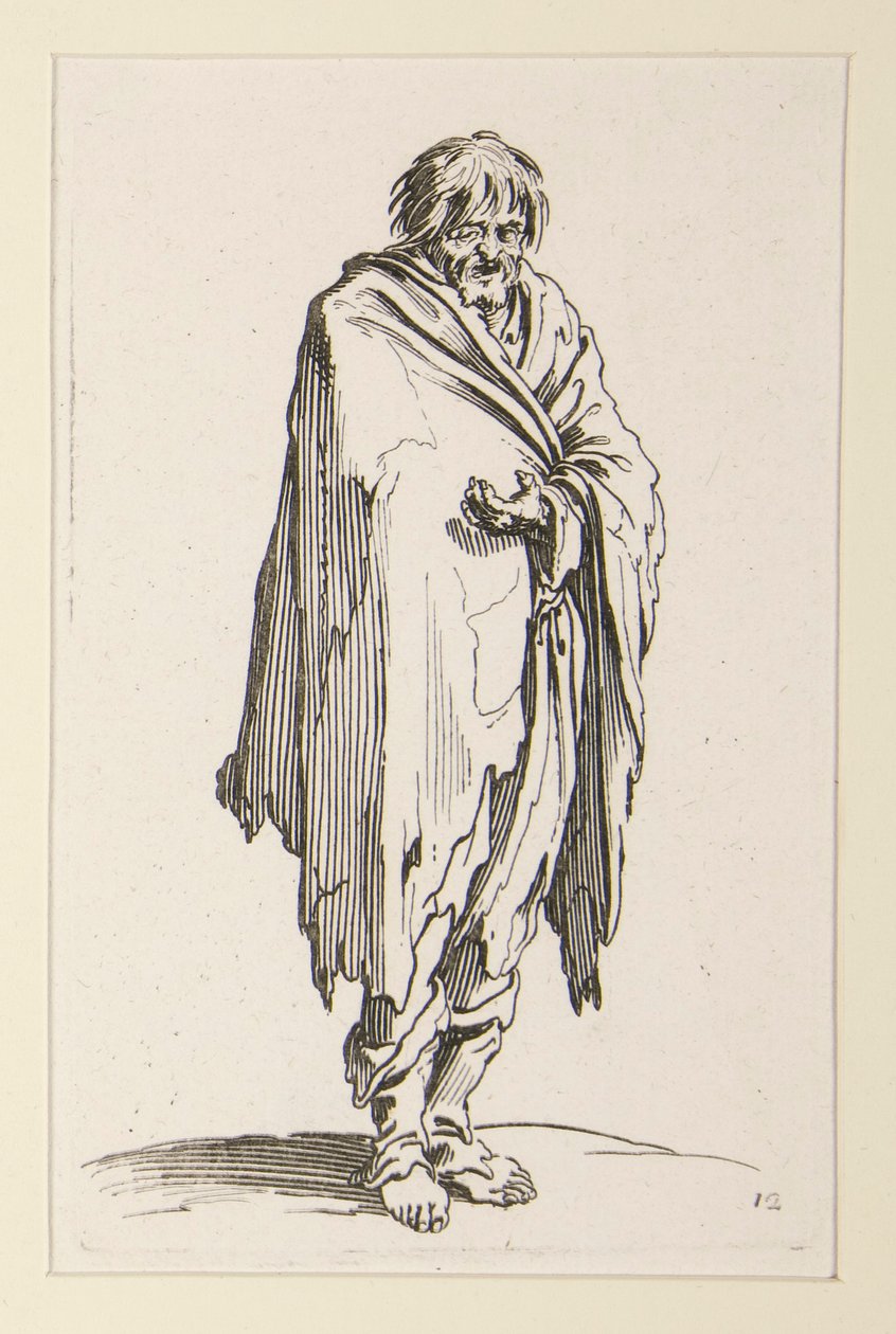 Barhuvad tiggare med oskodda fötter, från The Beggars av Jacques Callot