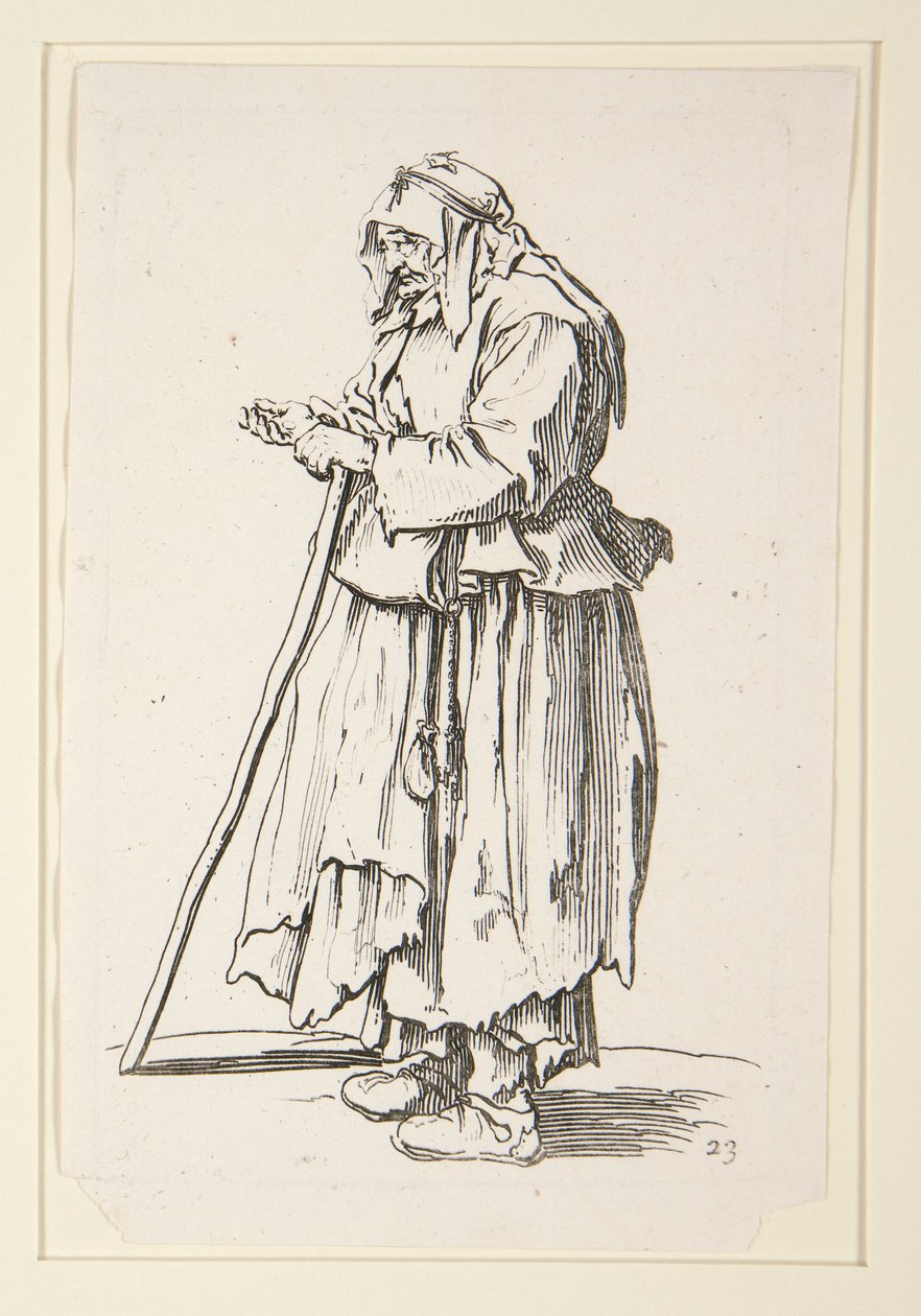 Tiggar-kvinna som tar emot allmosor, från The Beggars av Jacques Callot