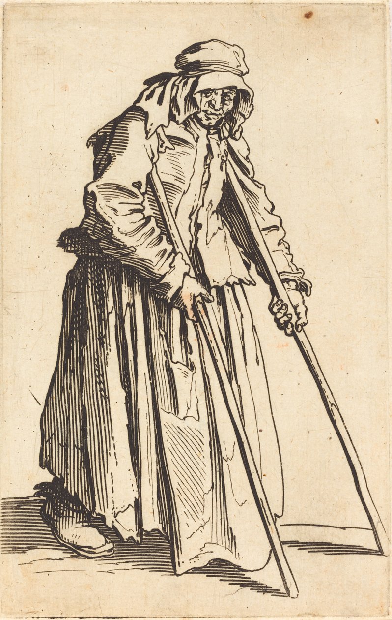 Tiggarkvinna med kryckor, ca. 1622. av Jacques Callot