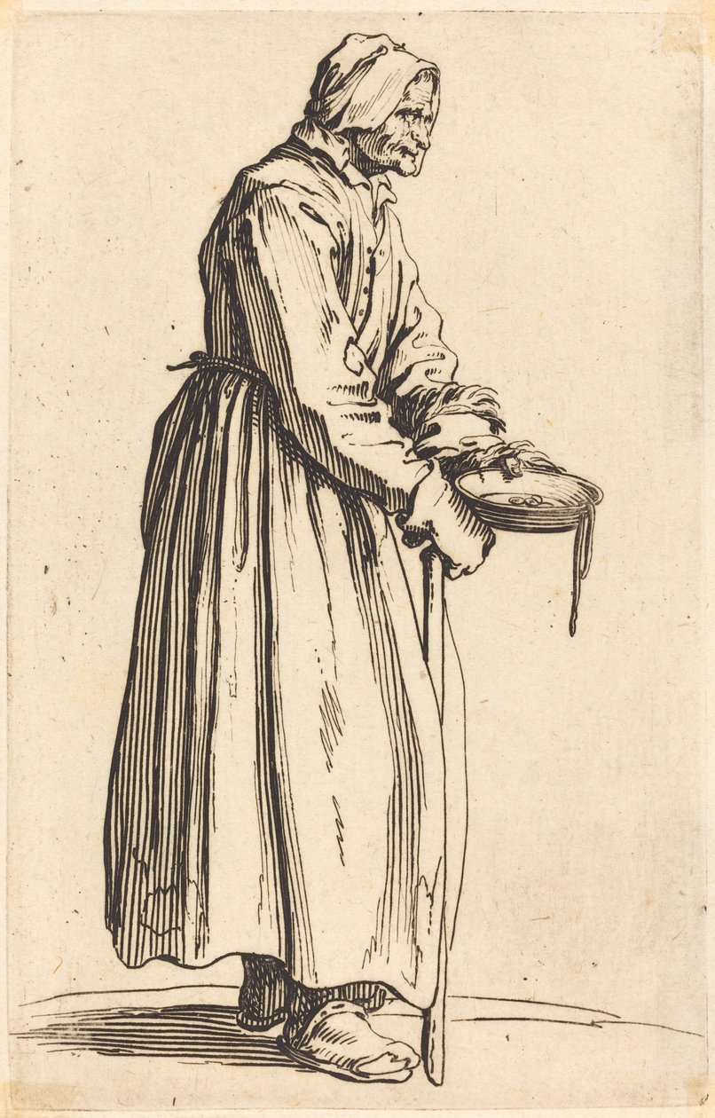Tiggarkvinna med panna av Jacques Callot