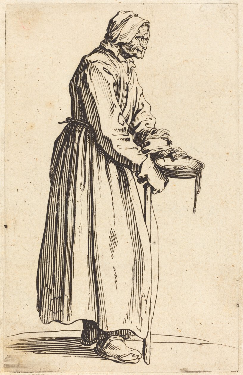 Tiggarkvinna med panna av Jacques Callot