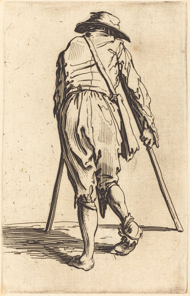 Tiggare med kryckor och hatt, bakifrån av Jacques Callot