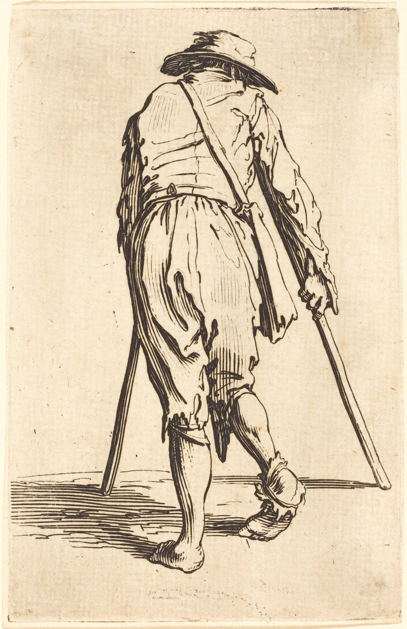 Tiggare med kryckor och hatt, bakifrån av Jacques Callot