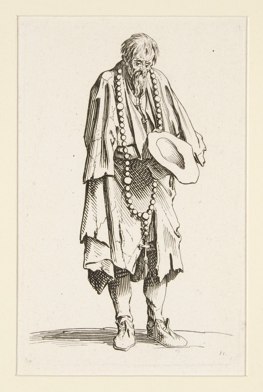 Tiggare med radband, från The Beggars (Le mendiant au rosaire) av Jacques Callot
