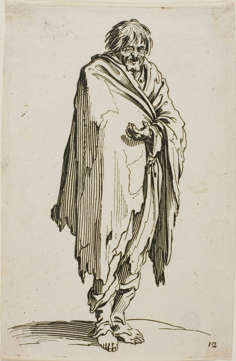 Tiggare utan hatt eller skor, tallrik tolv från The Beggars av Jacques Callot
