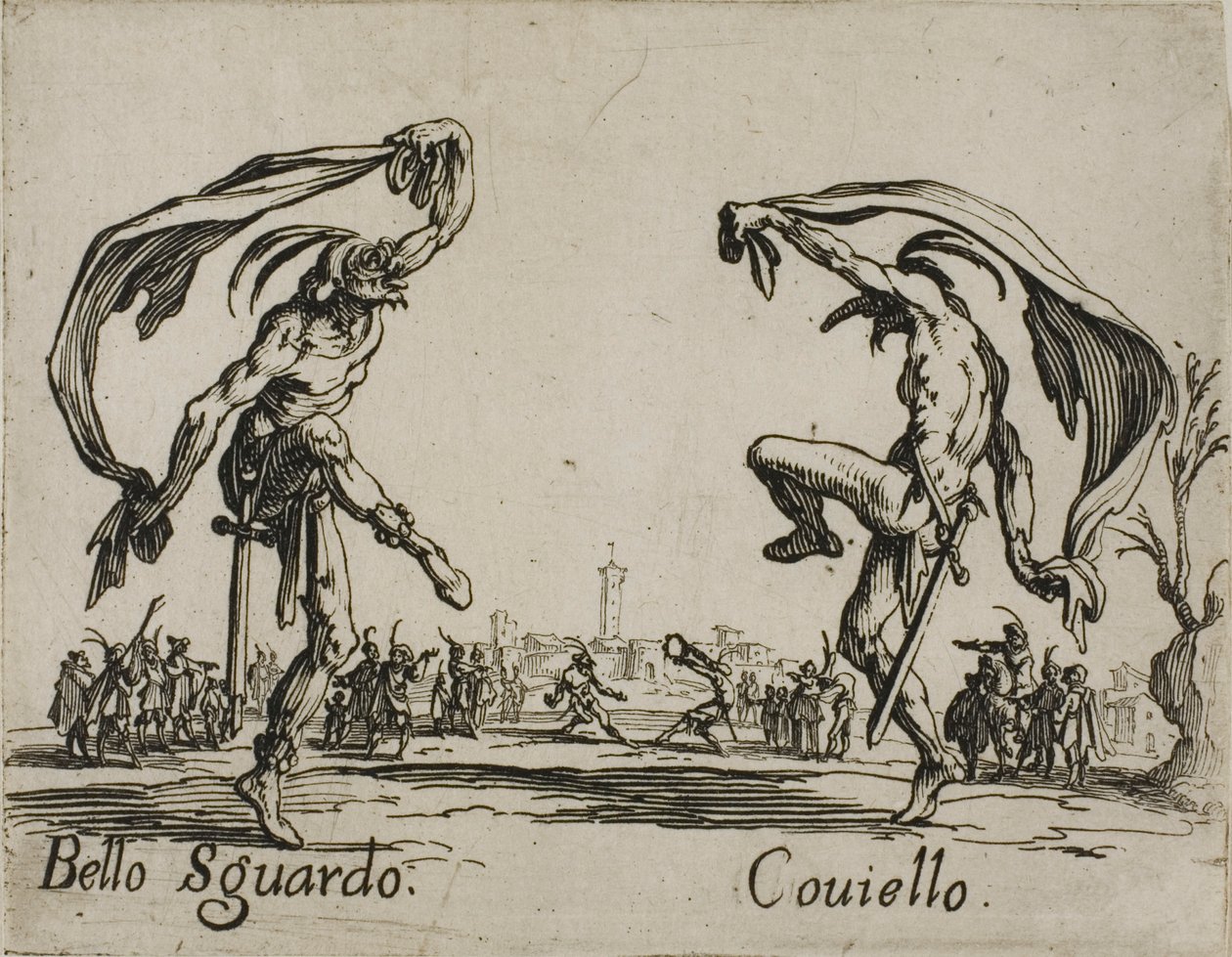 Bello Sguardo - Coviello, platta 18 från Balli di Sfessania av Jacques Callot