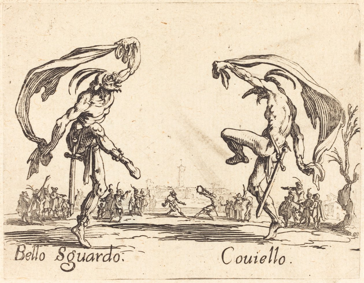 Bello Sguardo och Coviello, ca. 1622. av Jacques Callot