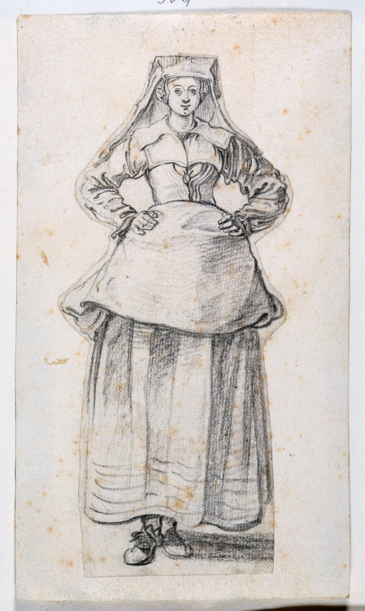 Bourgeoises Dans Differentes Attitudes, från Prints Album 21, nummer 304 (krita på papper) av Jacques Callot