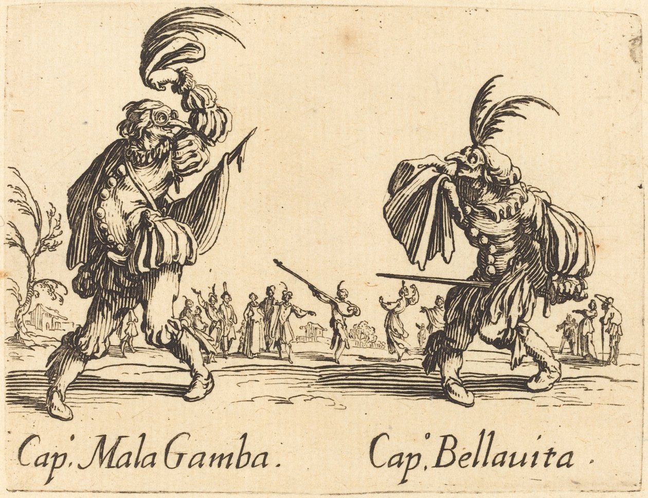 Cap. Mala Gamba och Cap. Bellavita av Jacques Callot