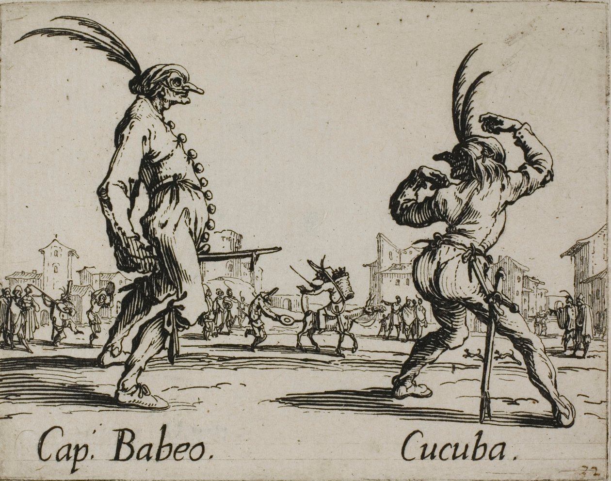 Kapten Babeo - Cucuba, plansch 16 från Balli di Sfessania av Jacques Callot