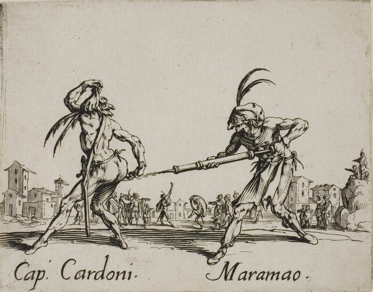 Kapten Cardoni - Maramao, plansch 22 från Balli di Sfessania av Jacques Callot