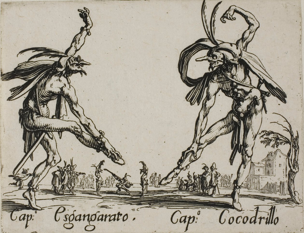 Kapten Esgangarato - Kapten Cocodrillo, plansch 14 från Balli di Sfessania av Jacques Callot