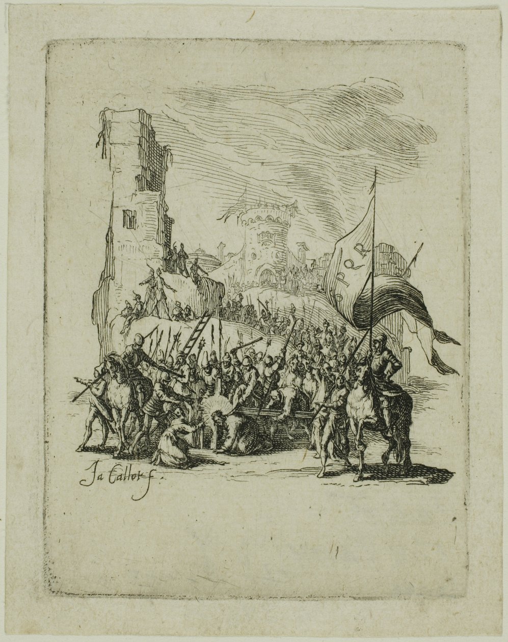 Kristus bär korset, från Den lilla passionen av Jacques Callot