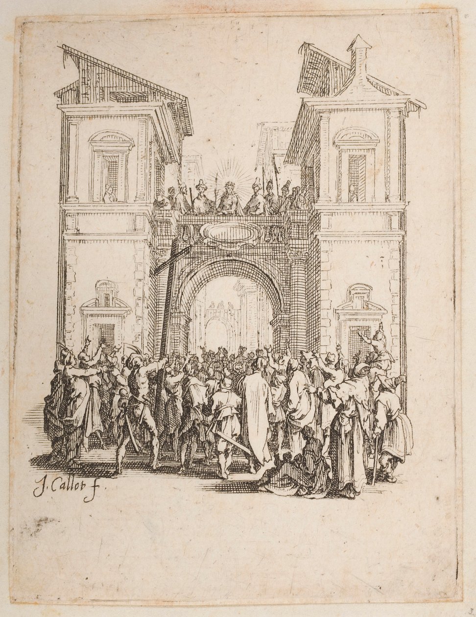 Kristus presenterad för folket, nr. 9 av 11 från La Petite Passion av Jacques Callot