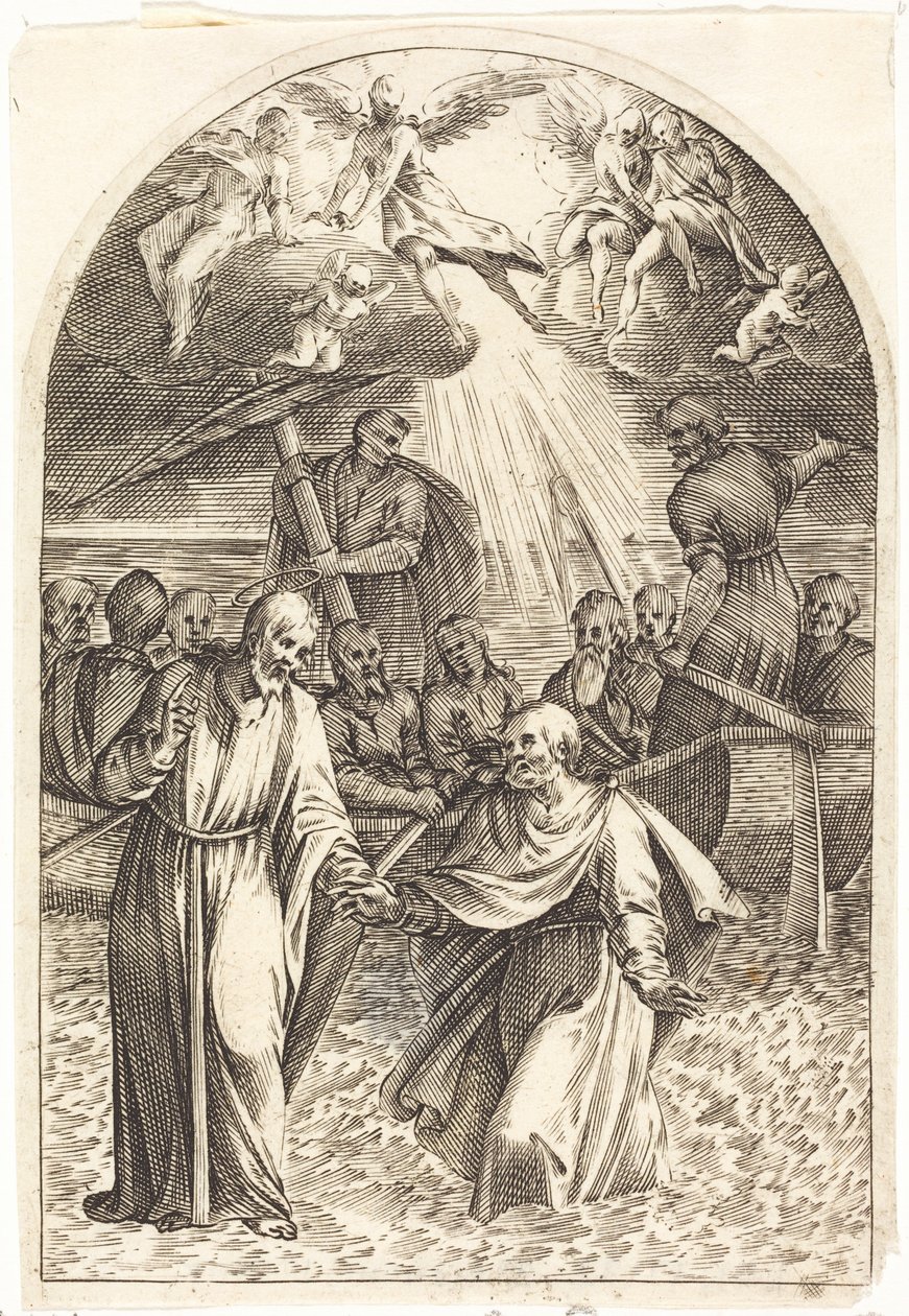 Kristus går på vattnet [andra plåten] av Jacques Callot