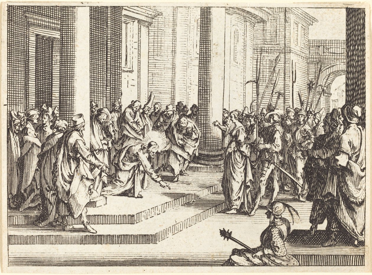 Kristus och kvinnan tagen i äktenskapsbrott, 1635. av Jacques Callot