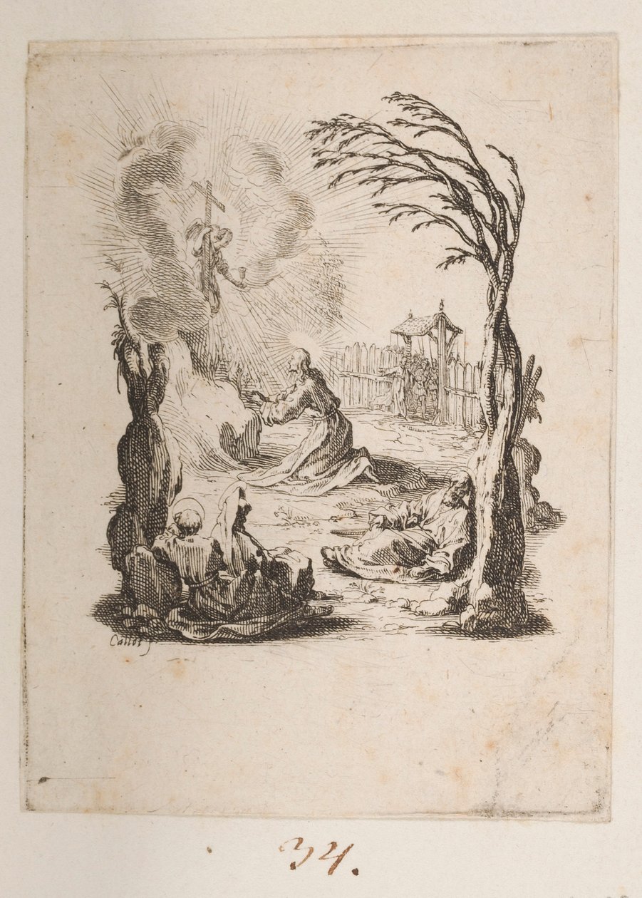 Kristus i Olivträdgården, nr. 3 av 11 från La Petite Passion av Jacques Callot