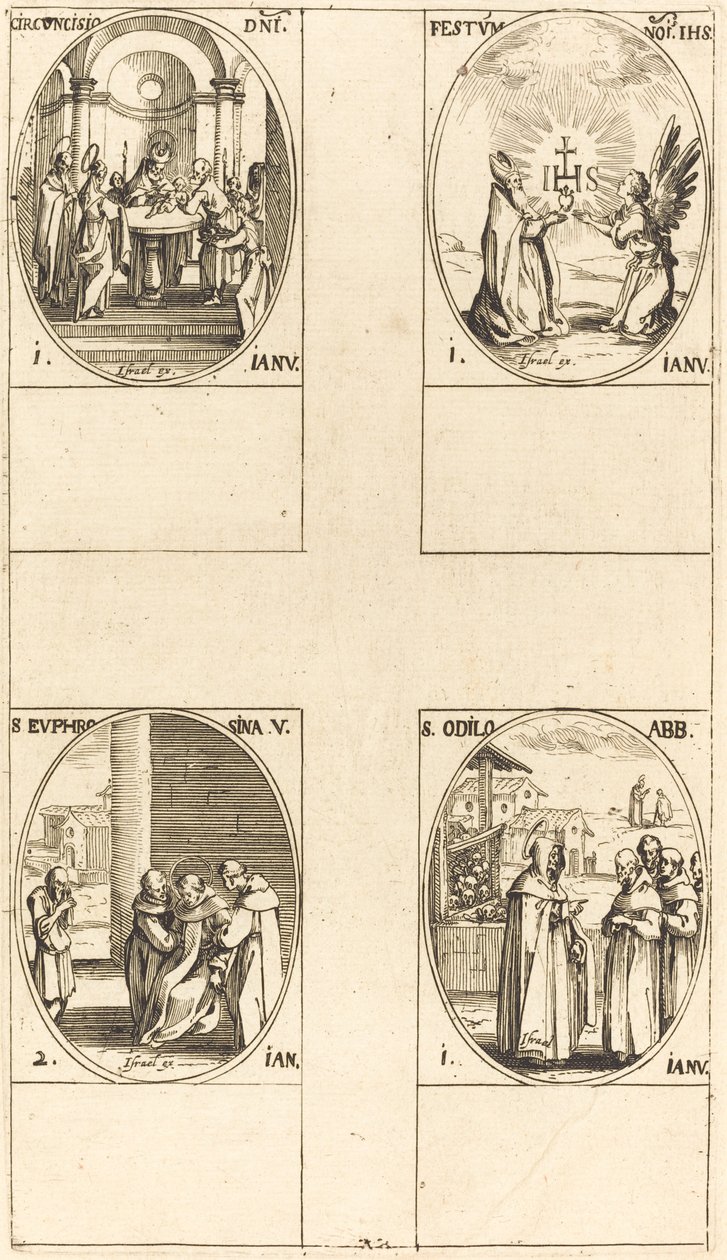 Omskärelse; Kristi namns högtid; St. Odilo; St Euphrosyna av Jacques Callot