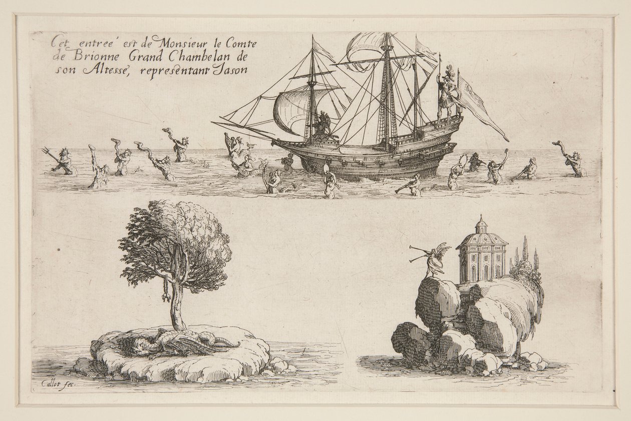 Bekämpa? la Barrière, Detta inlägg är från Comte de Brionnes storkammare av Hans Höghet, som representerar Jason av Jacques Callot