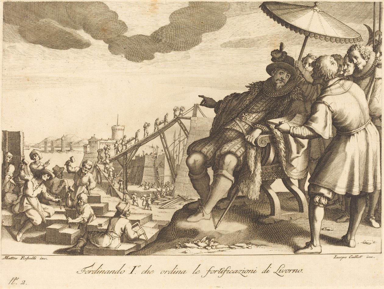 Konstruktion och befästning av hamnen i Livorno av Jacques Callot