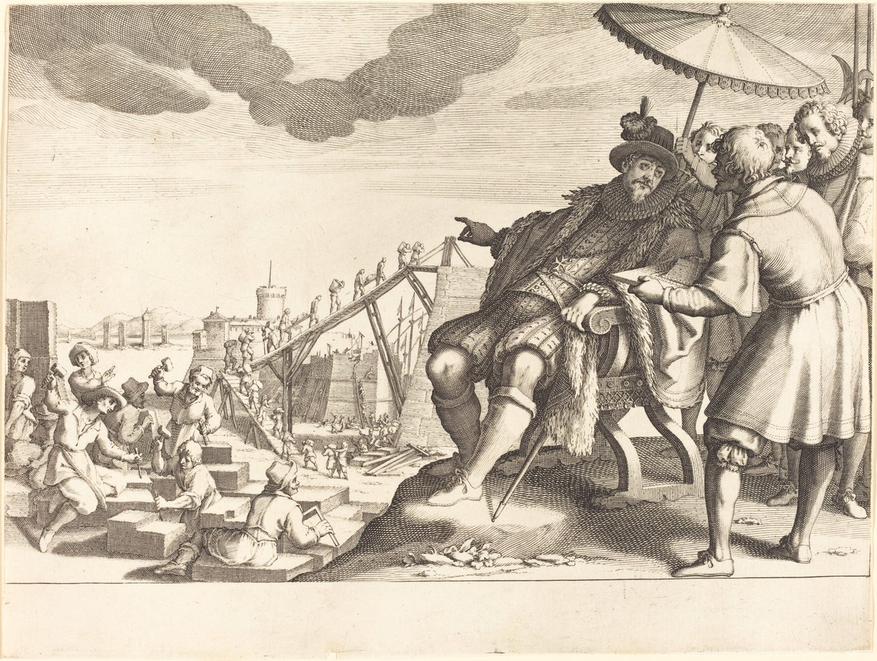 Konstruktion och befästning av hamnen i Livorno, ca. 1614. av Jacques Callot