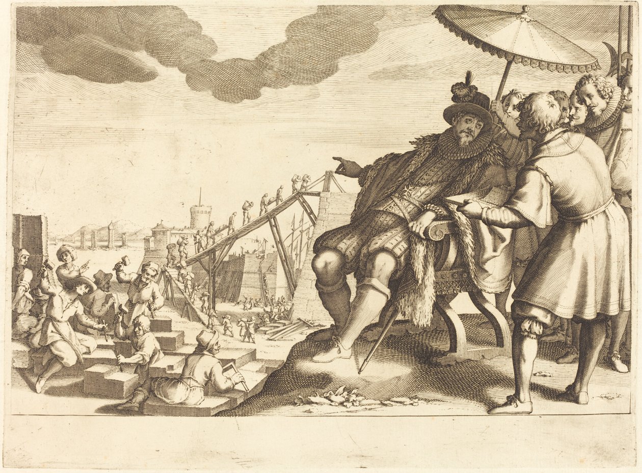 Konstruktion och befästning av hamnen i Livorno, ca. 1614. av Jacques Callot
