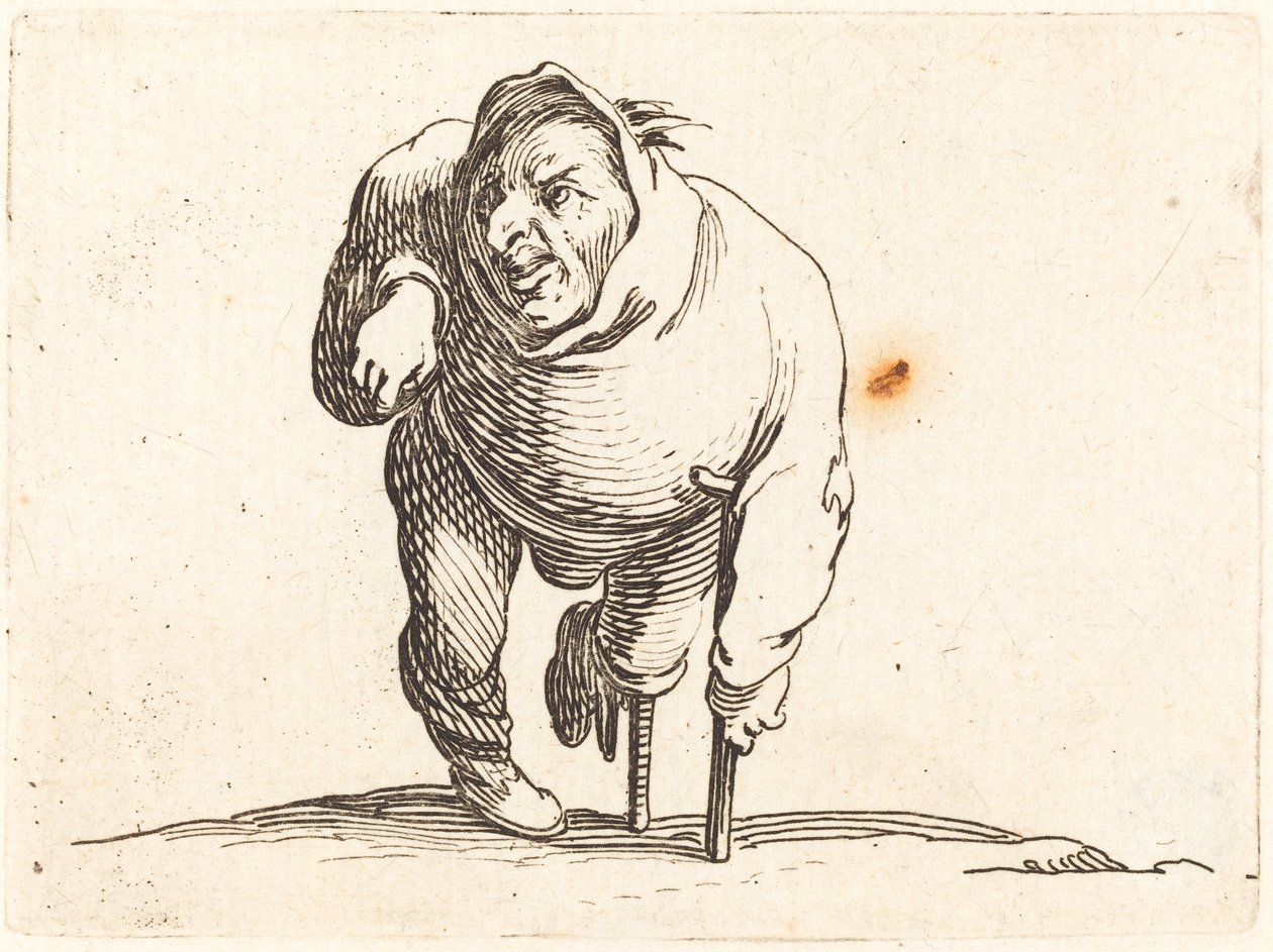 Kryppling med krycka och träben av Jacques Callot
