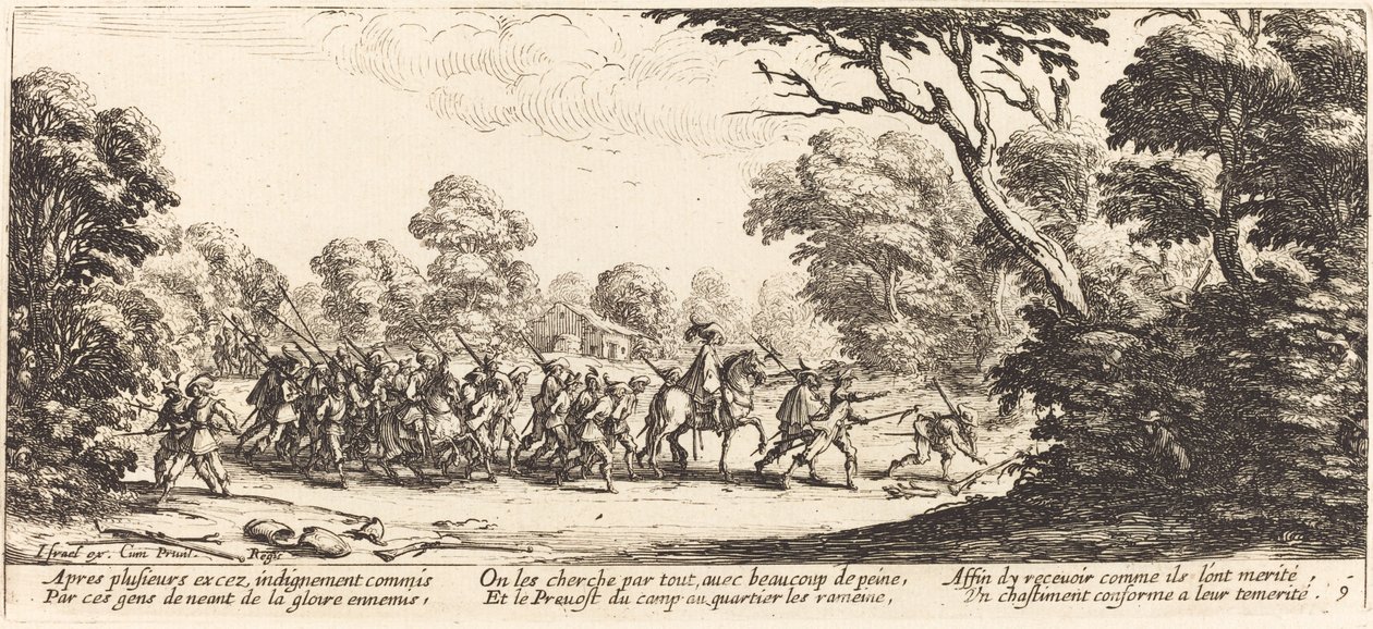 Upptäckten av de kriminella soldaterna av Jacques Callot