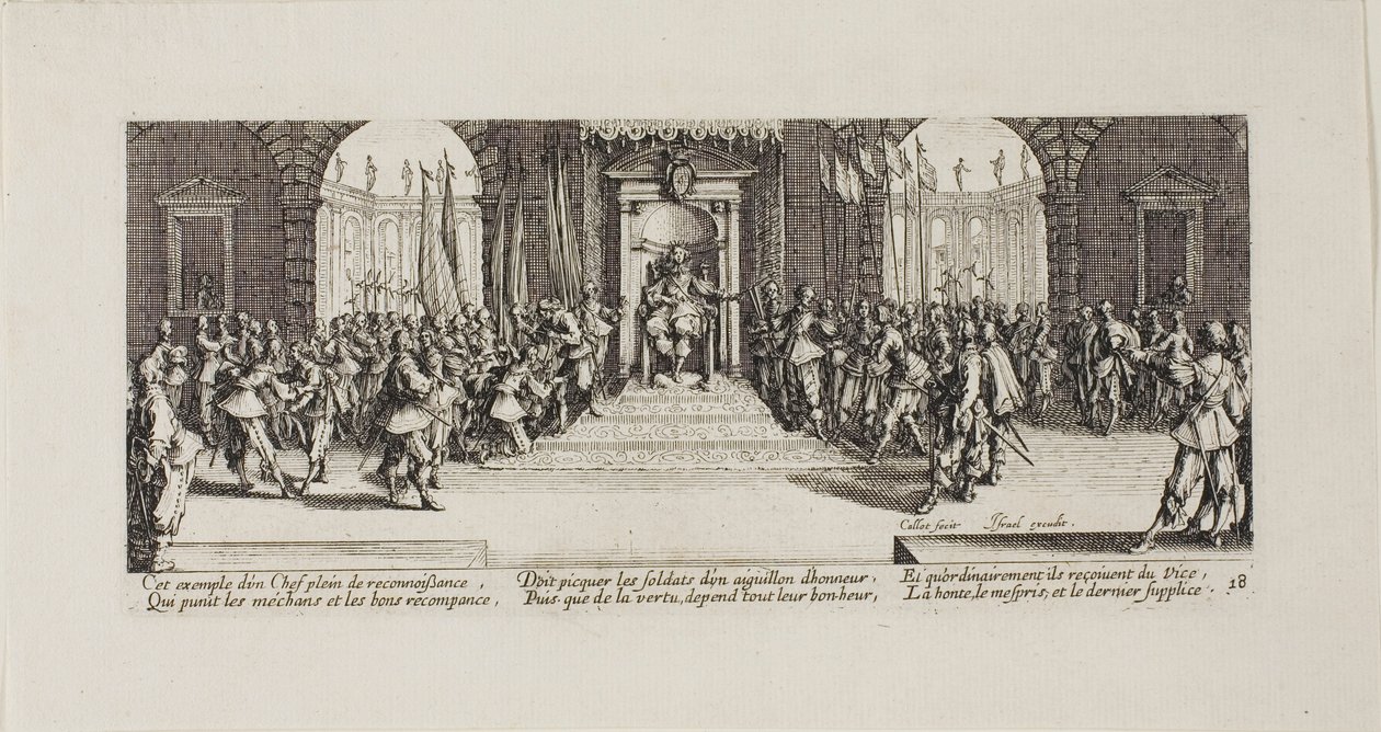 Distribution of Rewards, skylt arton från The Miseries of War av Jacques Callot