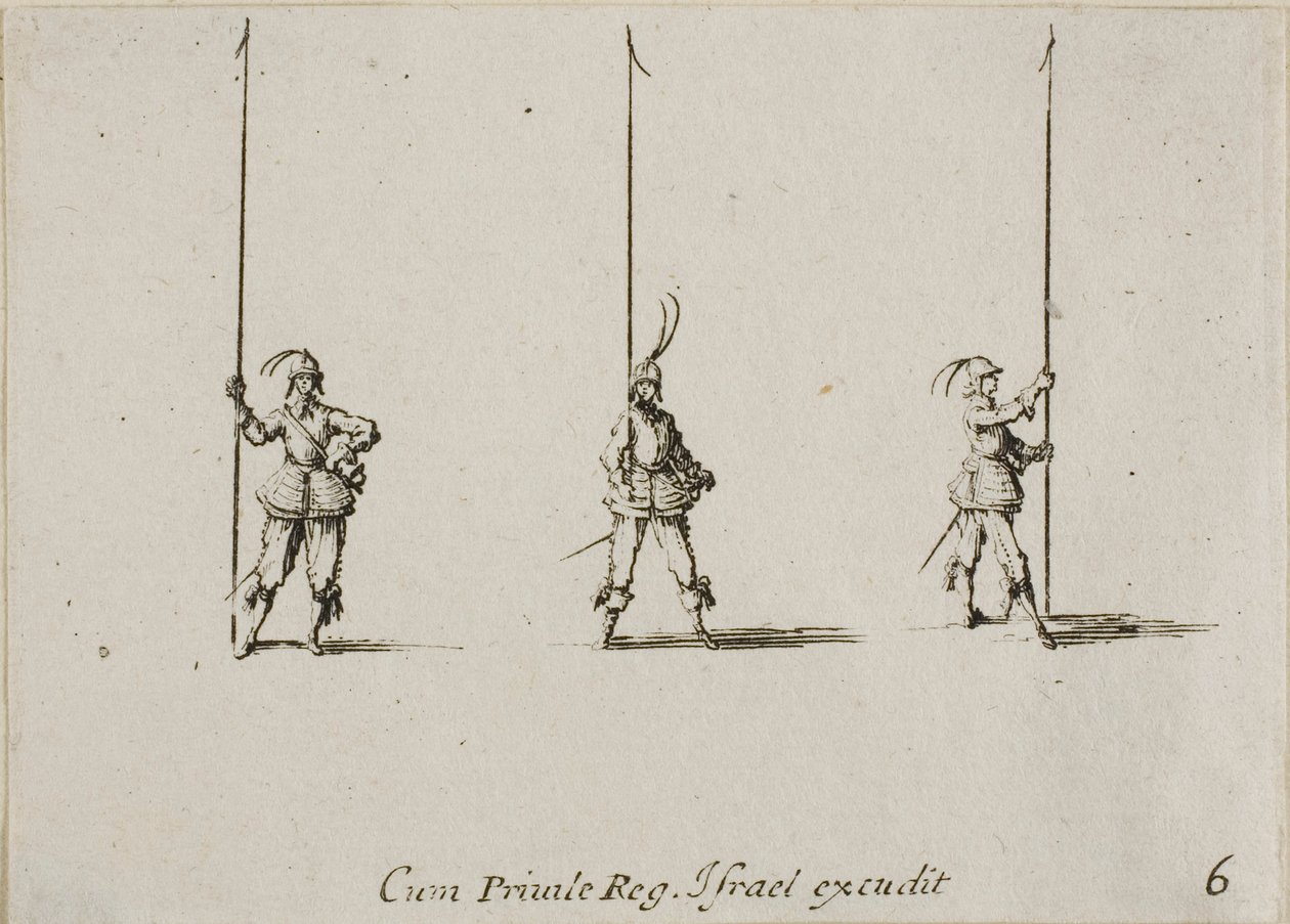 Borra med Raised Pike, tallrik sex från The Military Exercises av Jacques Callot