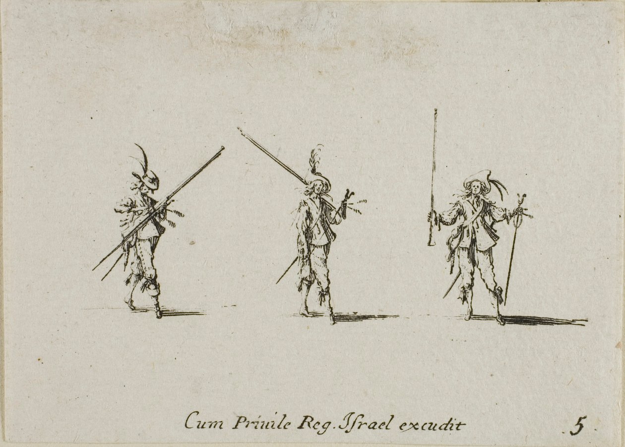 Borra med Tilted Pikes, tallrik fem från The Military Exercises av Jacques Callot